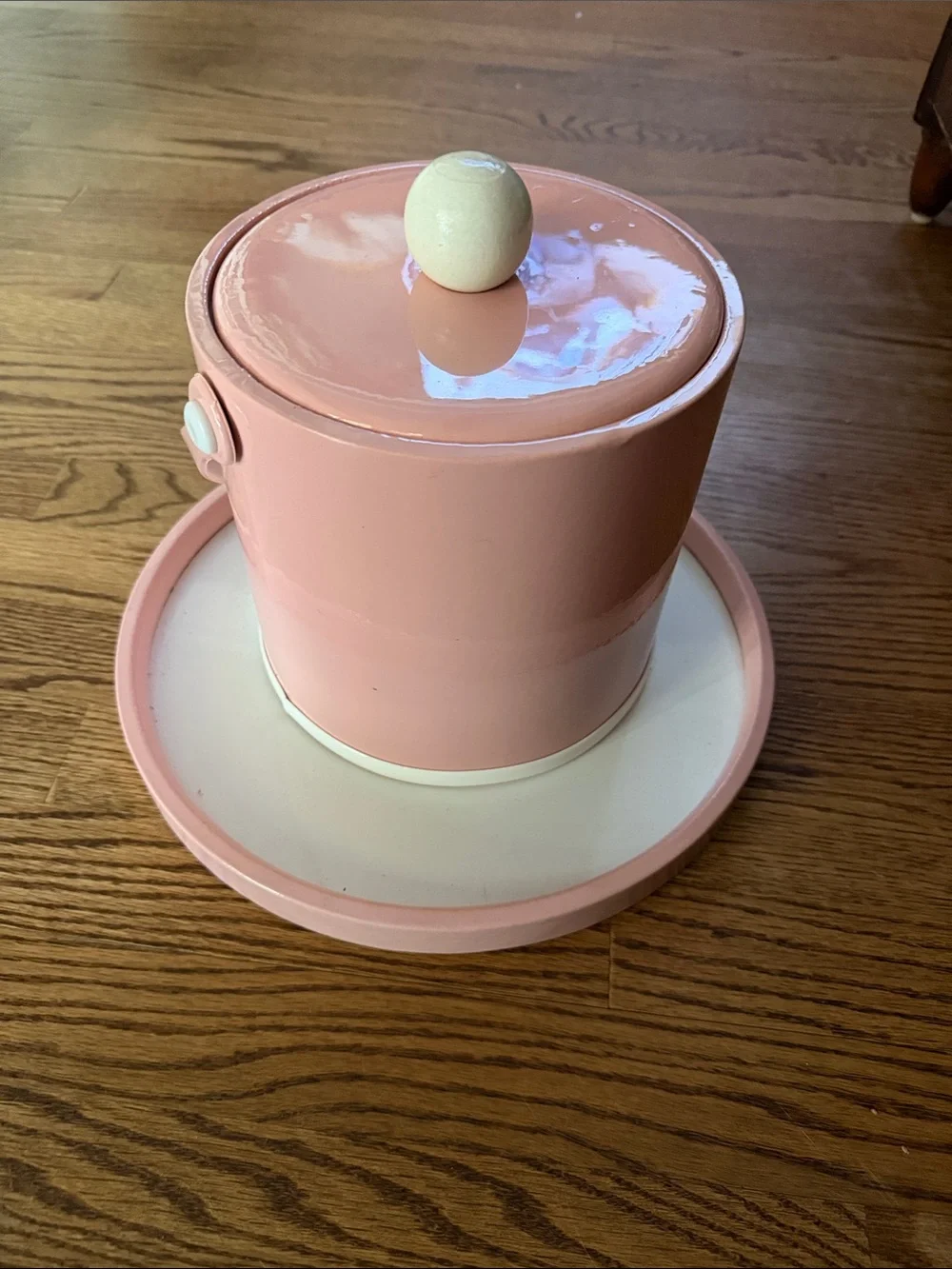 Pink Retro Ice Bucket with Handle and tray
